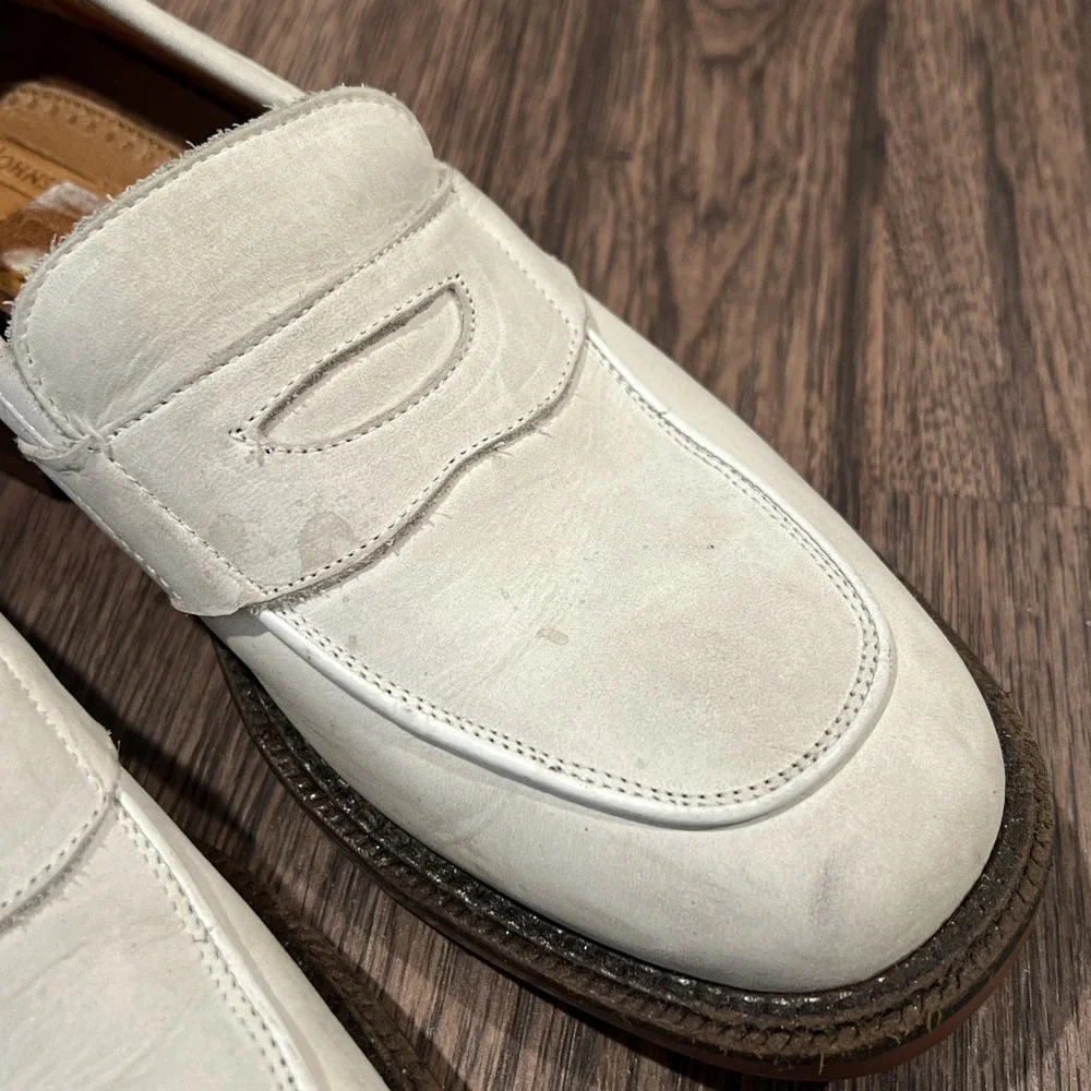 Johnston Murphy Made In Italy Men's Penny Loafers Shoes Ivory Casual Size 7M
